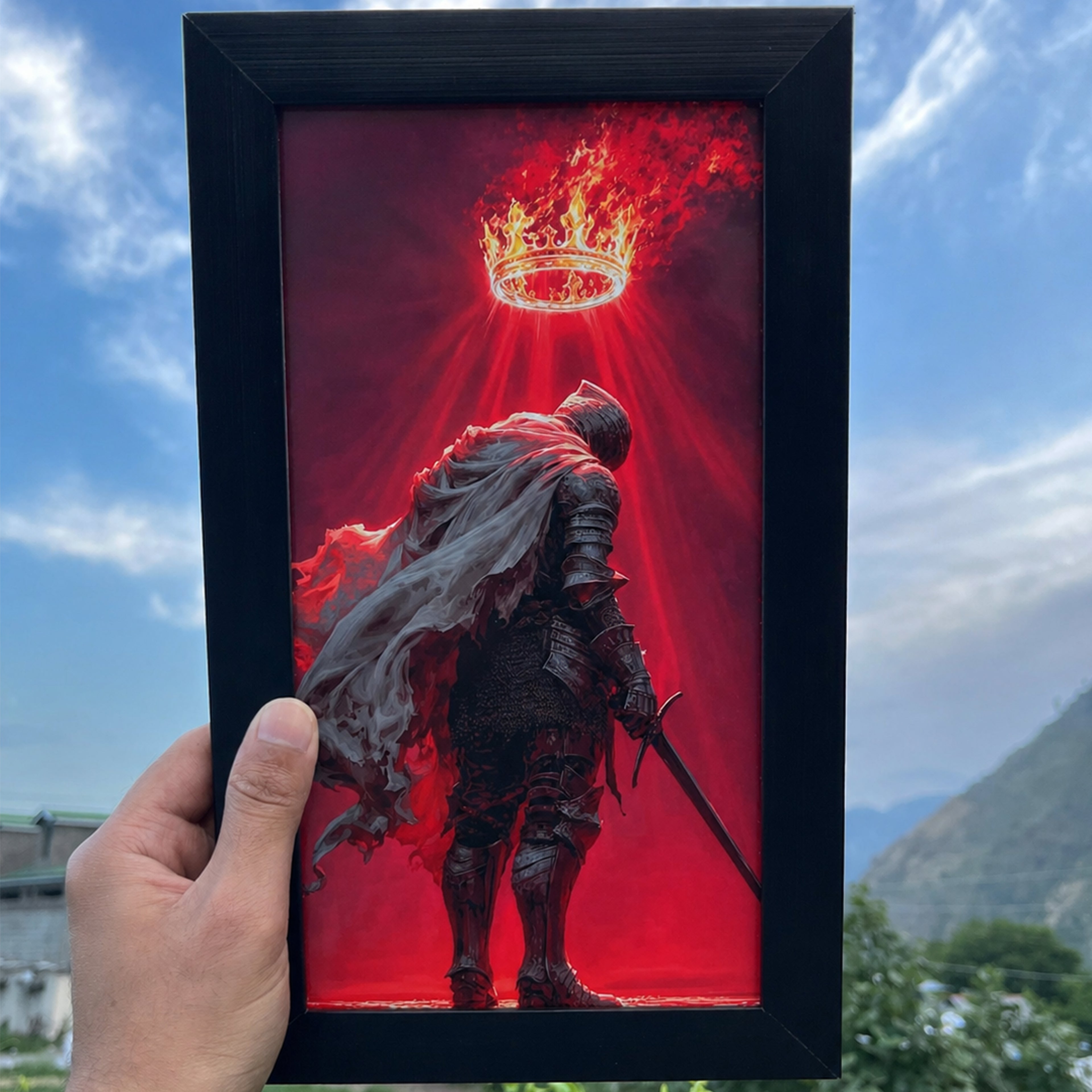 Flaming Crown Warrior Wall Frame #0014