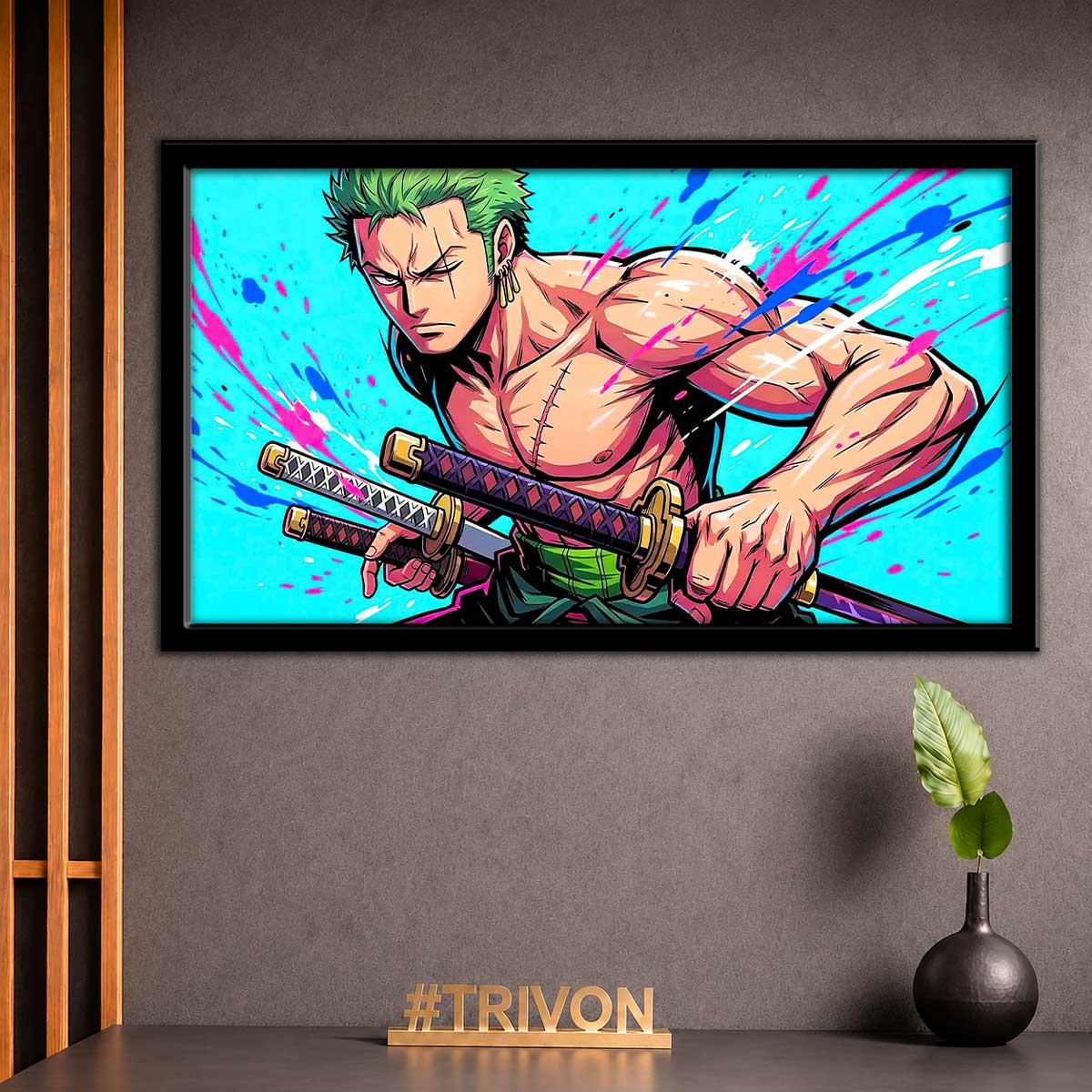 Zoro Three Sword Anime Wall Frame #0016