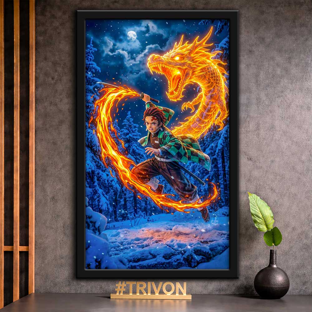 Flame Dragon Anime Wall Frame #0018