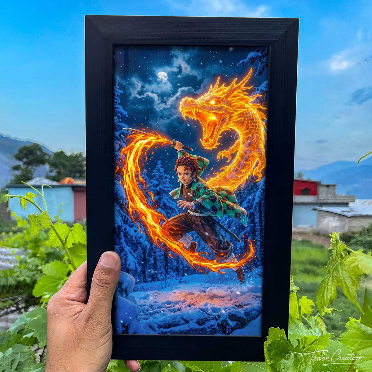 Flame Dragon Anime Wall Frame #0018
