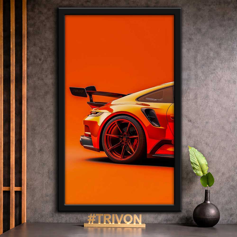 Orange Supercar Aesthetic Wall Frame #0021