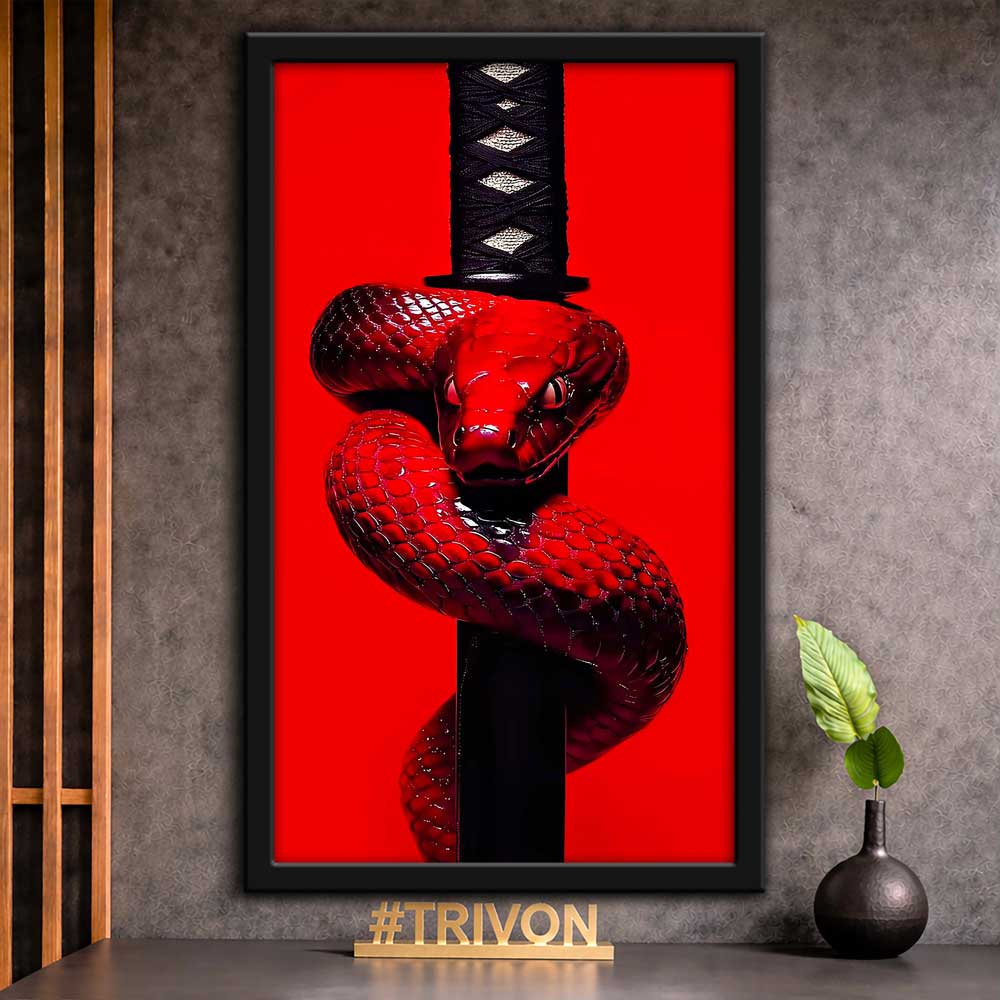 Crimson Serpent Sword Wall Frame #0032