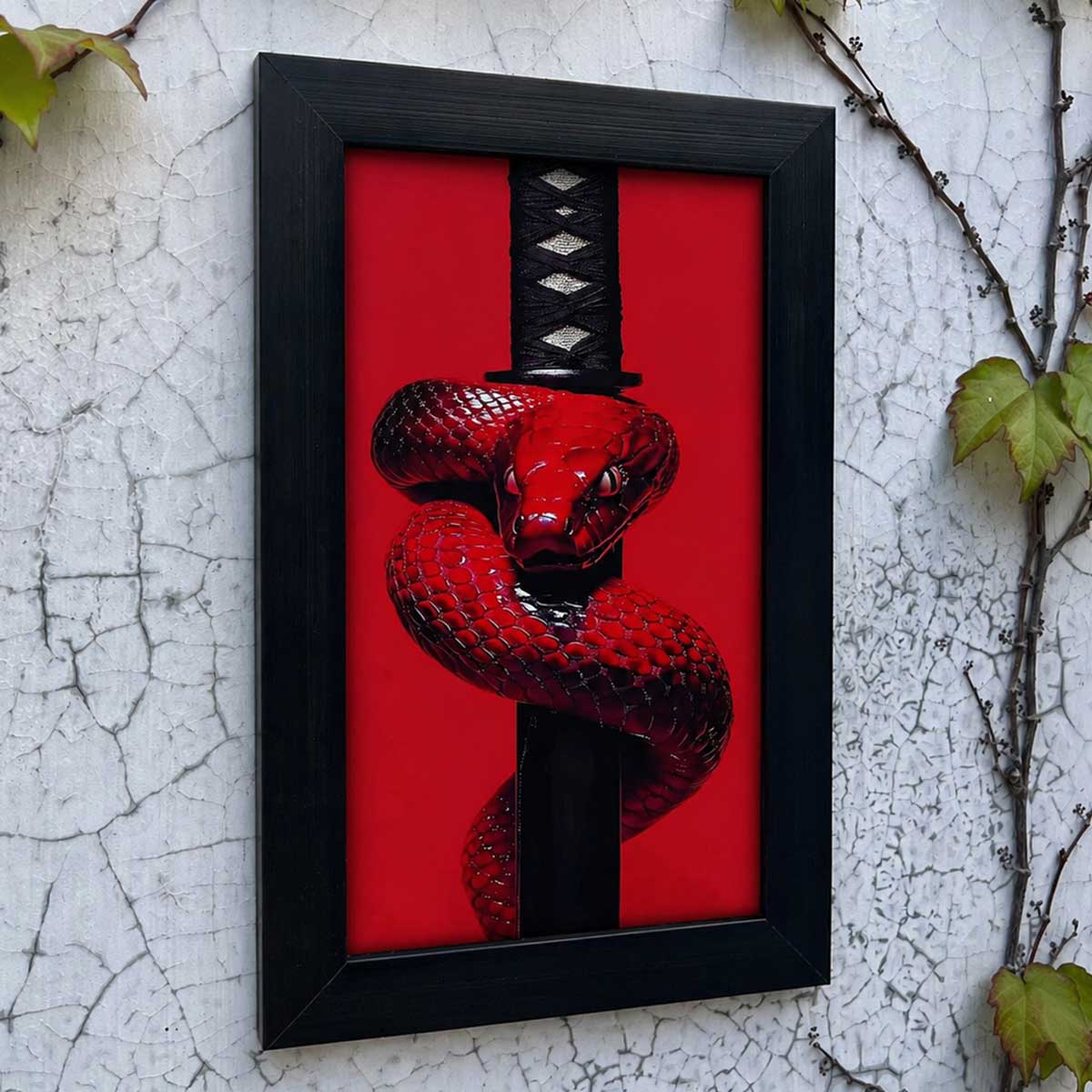 Crimson Serpent Sword Wall Frame #0032
