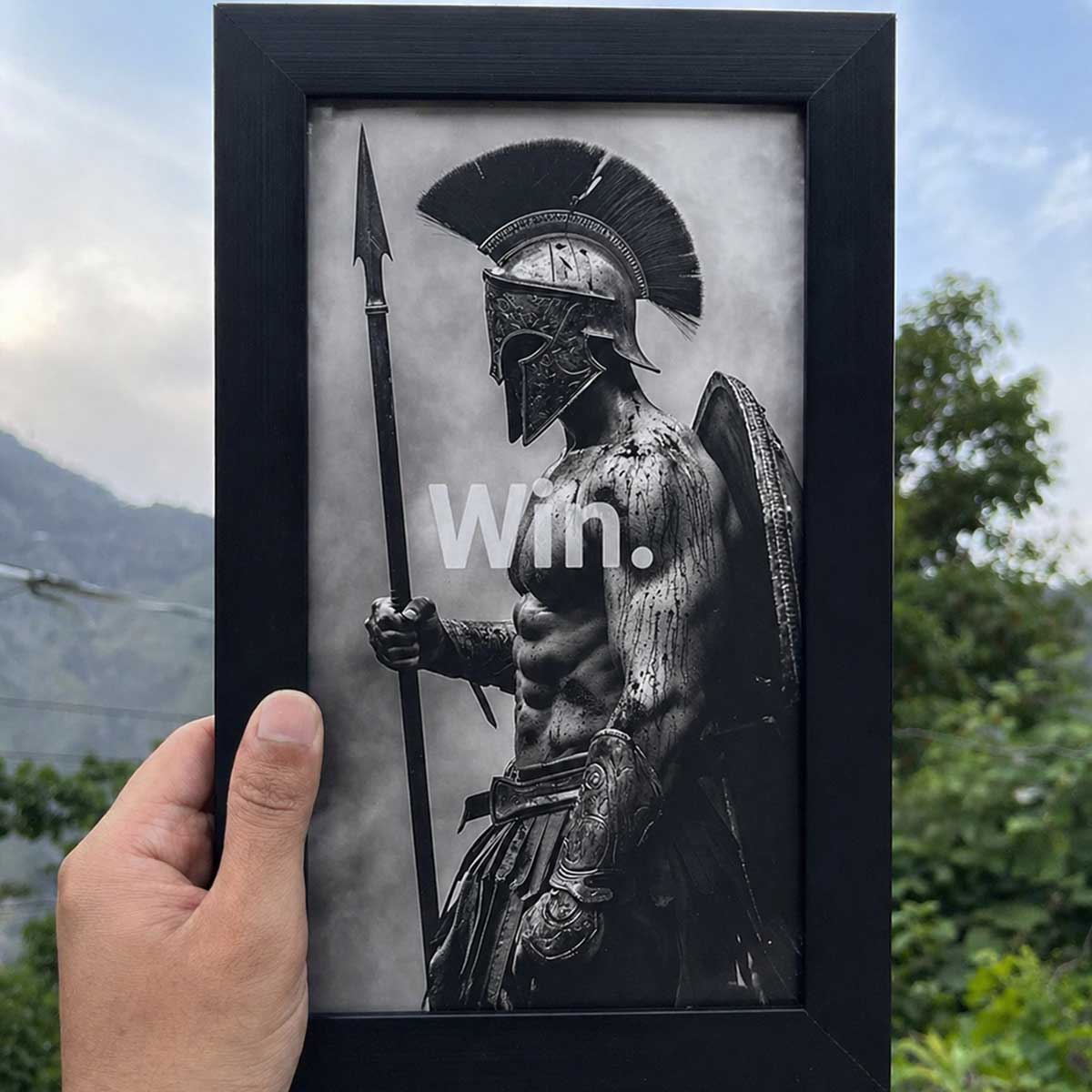 Win Spartan Warrior Motivational Wall Frame #0033