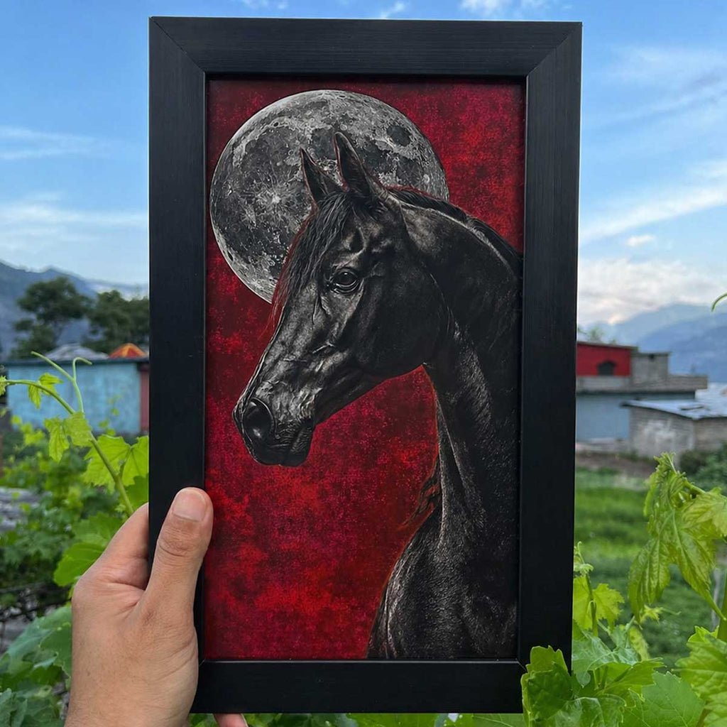 Midnight Majesty Black Horse Wall Frame #0034