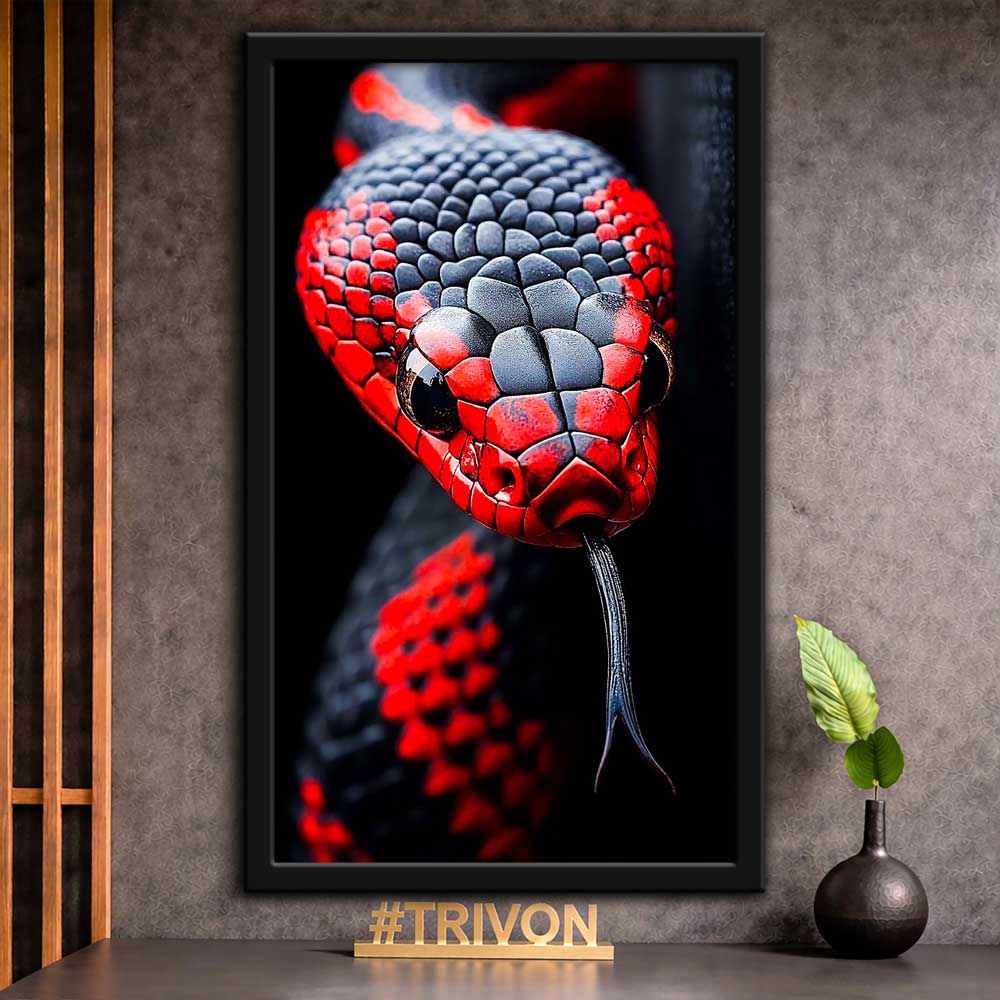 Crimson Viper Snake Wall Frame #0035