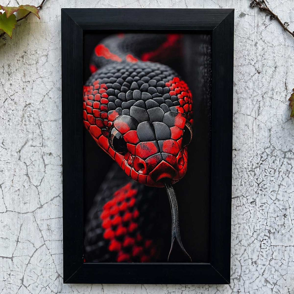 Crimson Viper Snake Wall Frame #0035