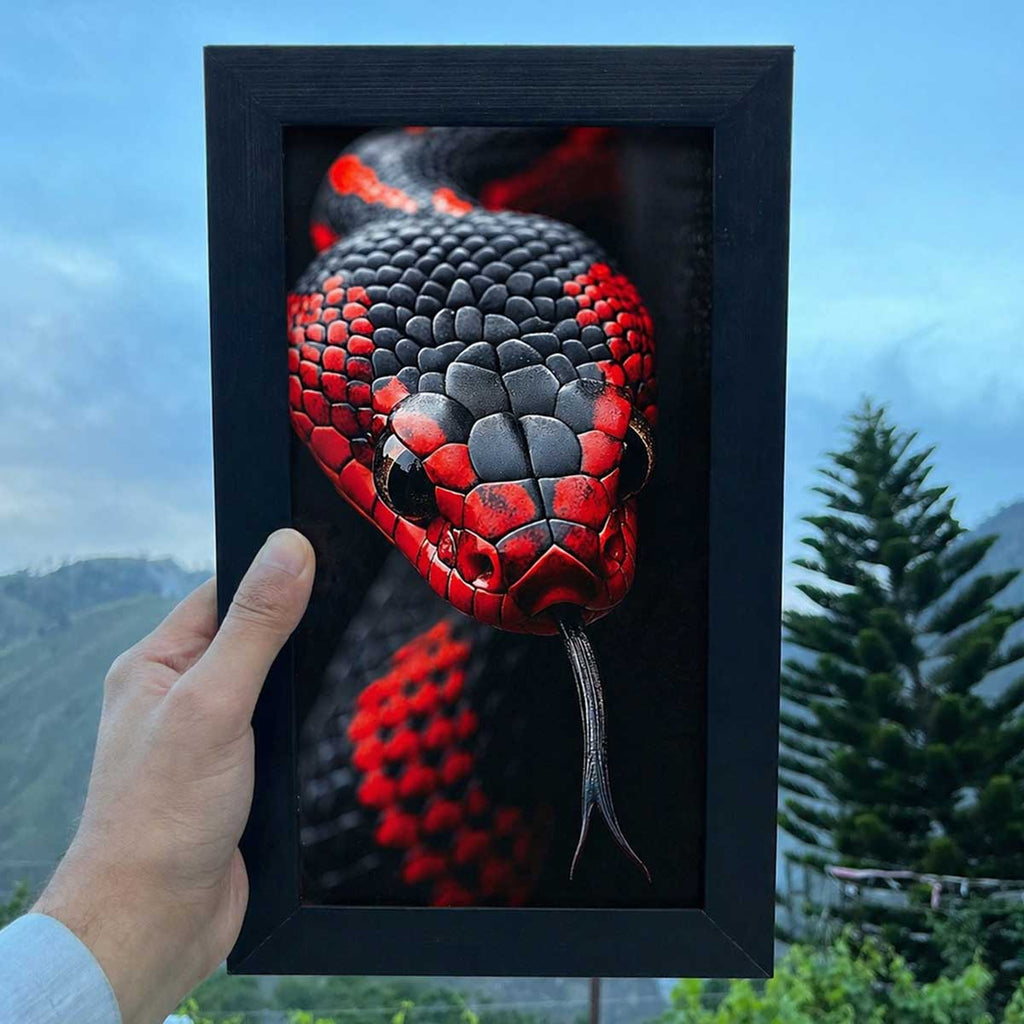 Crimson Viper Snake Wall Frame #0035