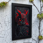 Crimson Shadow Owl Wall Frame #0036