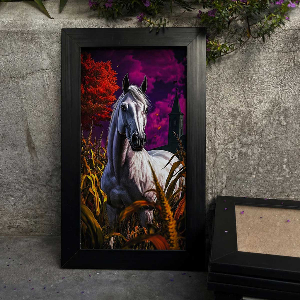 Moonlit Majesty White Horse Wall Frame #0037