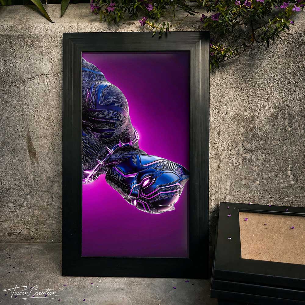 Black Panther Neon Wall Frame #0044