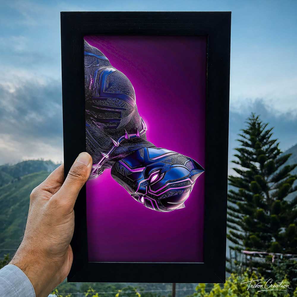 Black Panther Neon Wall Frame #0044