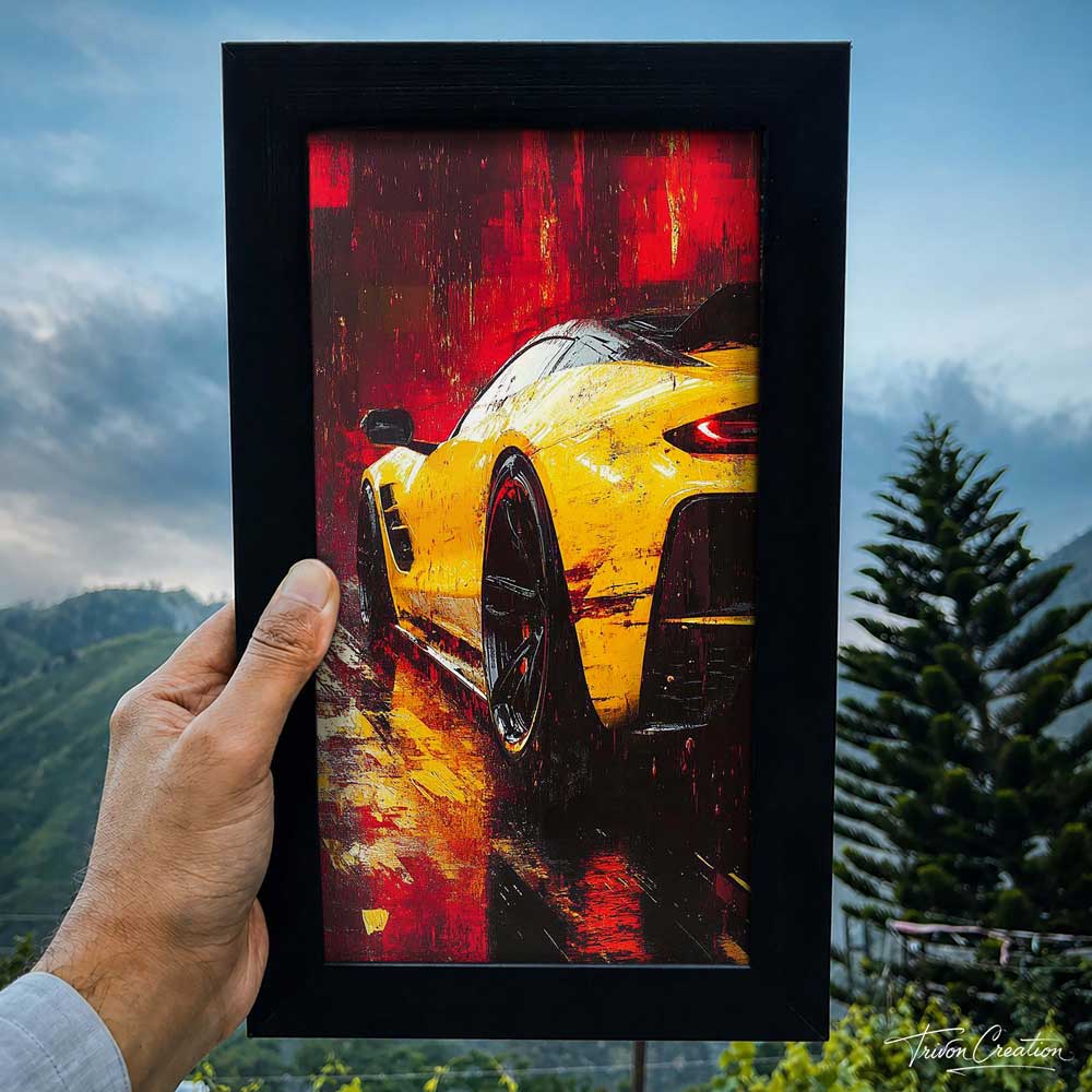 Neon Drift Supercar Wall Frame #0053