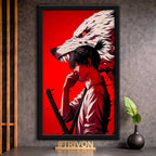 Lone Samurai & Spirit Wolf Wall Frame#0065