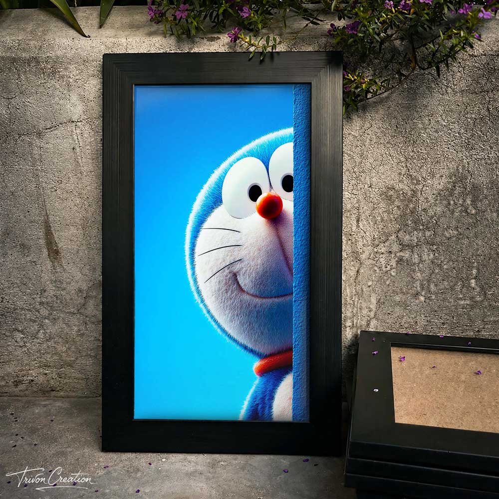 Cute Doraemon Peek Wall Frame #0067