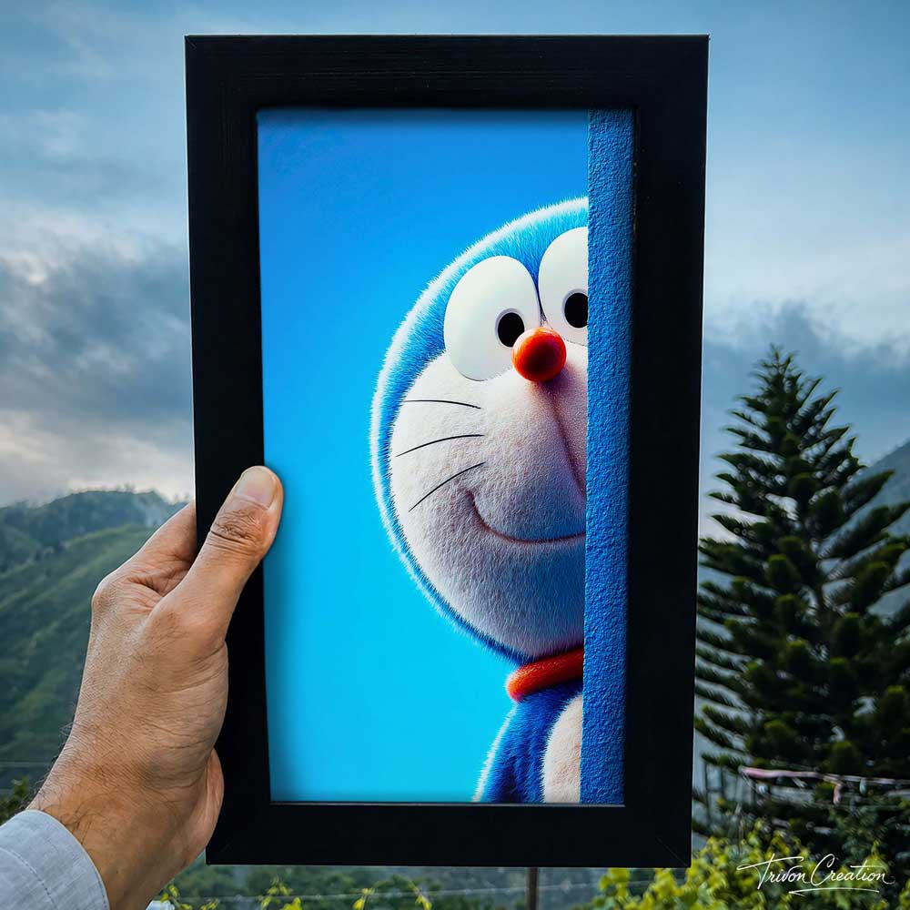 Cute Doraemon Peek Wall Frame #0067