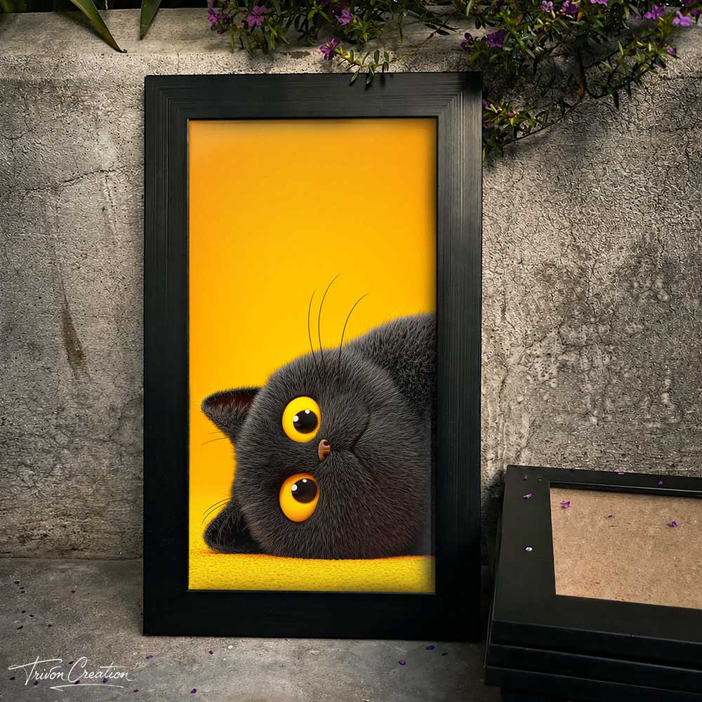 Cute Black Cat Wall Frame #0067