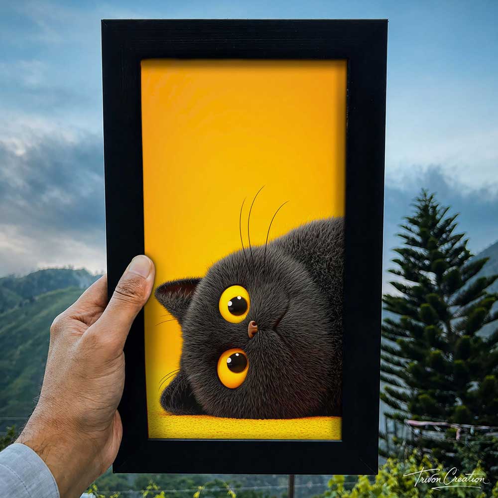 Cute Black Cat Wall Frame #0067