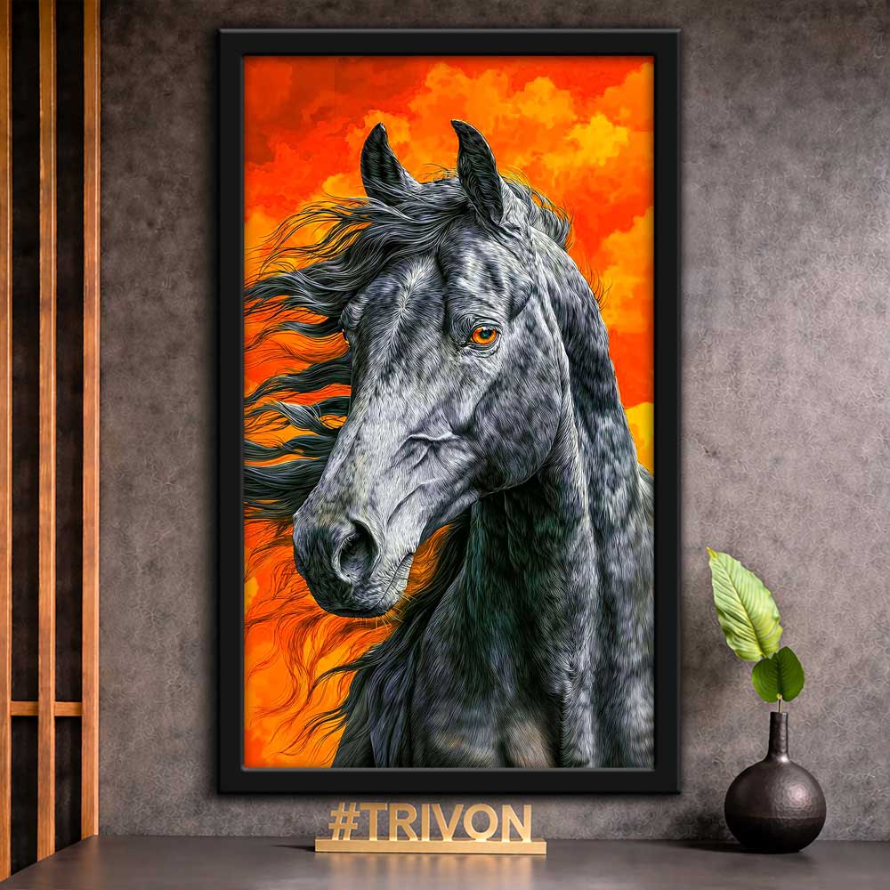 Majestic Grey Horse Wall Frame #0069