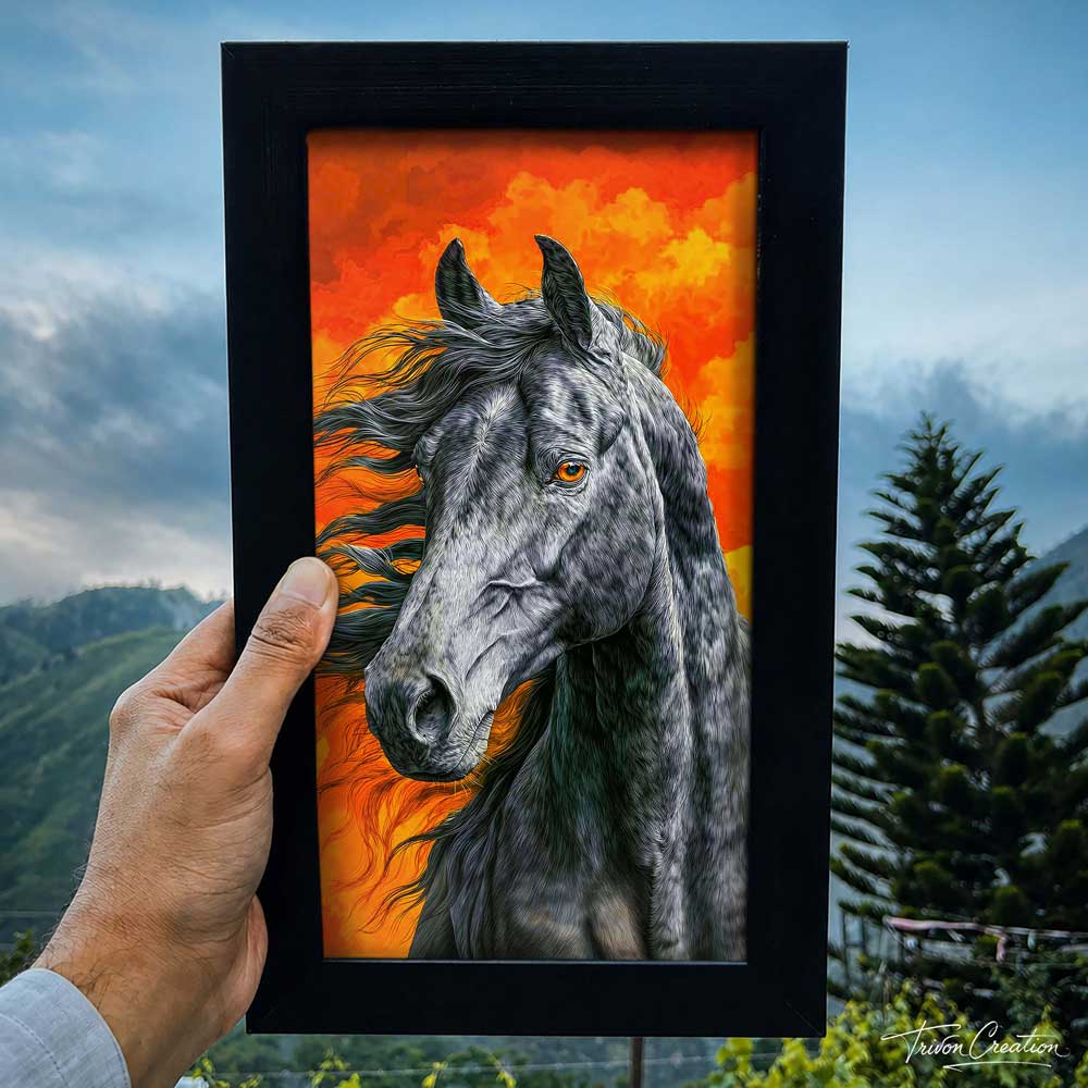 Majestic Grey Horse Wall Frame #0069