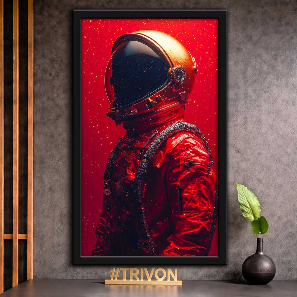 Crimson Astronaut Wall Frame #0073