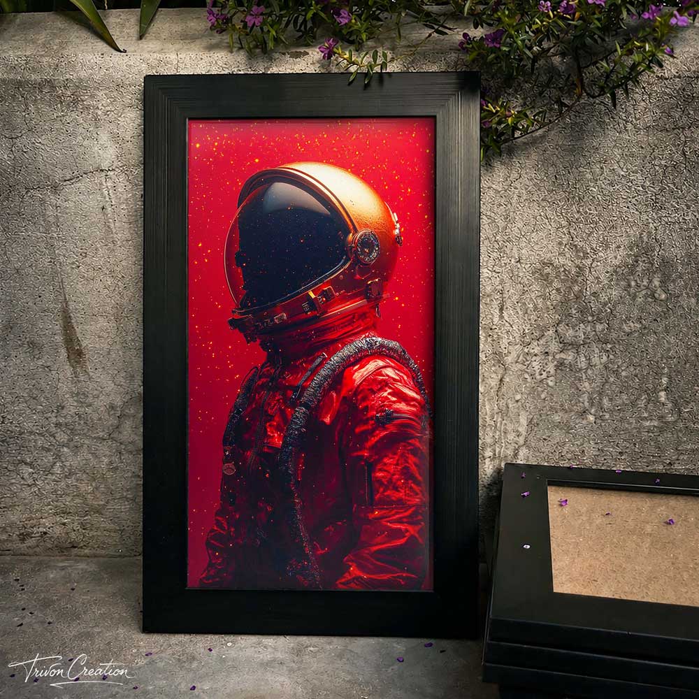 Crimson Astronaut Wall Frame #0073