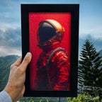 Crimson Astronaut Wall Frame #0073