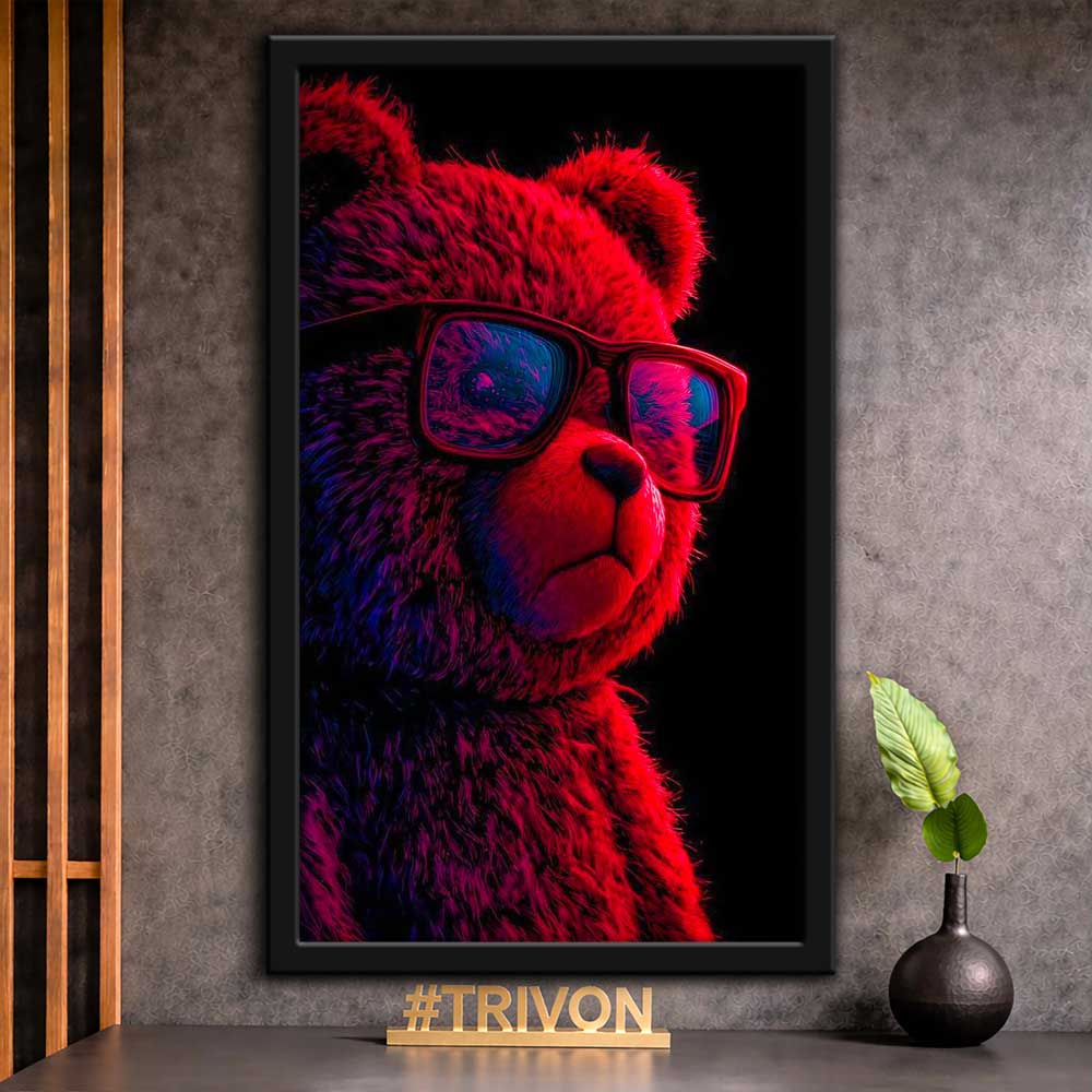 Neon Teddy Vibes Wall Frame #0078