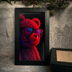 Neon Teddy Vibes Wall Frame #0078