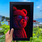 Neon Teddy Vibes Wall Frame #0078