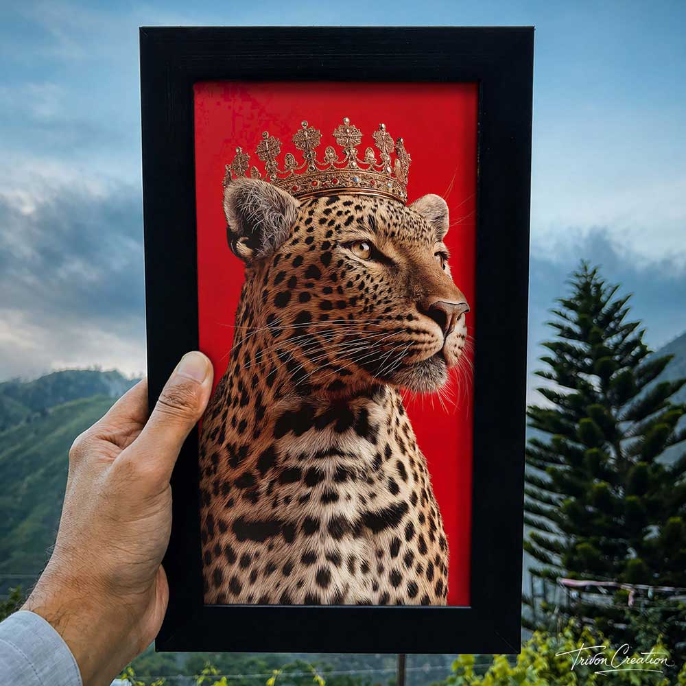 Crowned Leopard Portrait Wall Frame #0088