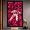 Astronaut in Crimson Roses Wall Frame #0092