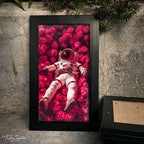 Astronaut in Crimson Roses Wall Frame #0092