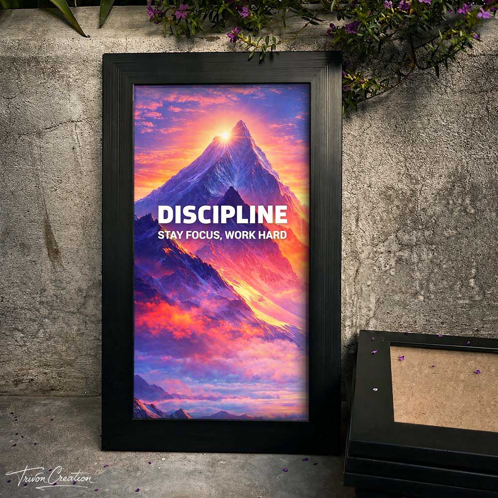 Discipline – Stay Focused, Work Hard Motivational Wall Frame #0094
