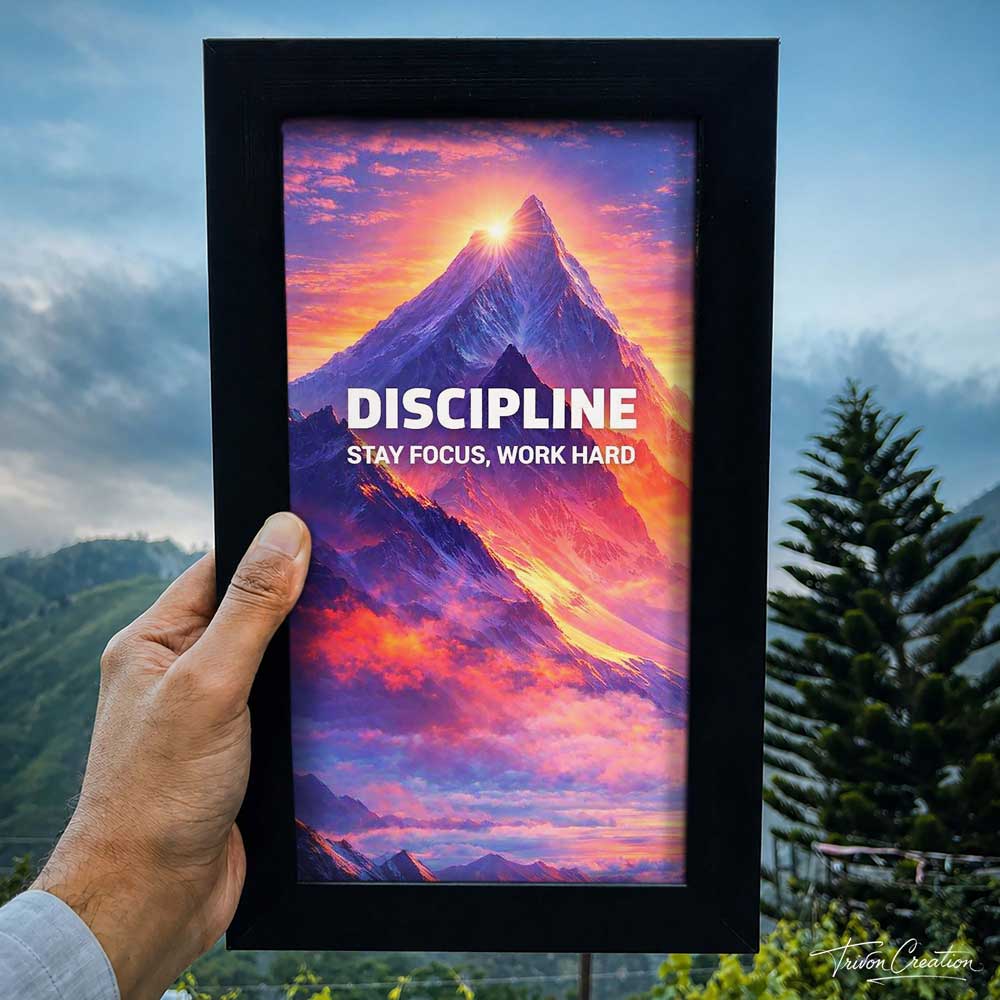 Discipline – Stay Focused, Work Hard Motivational Wall Frame #0094